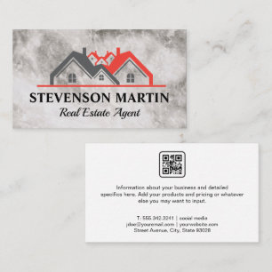 Cartão De Visita Logotipo de Casas de Imóveis   Textura de Mármore 