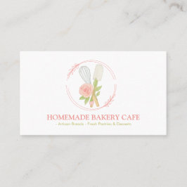 Cartão De Visita Logotipo de Catering de Padaria de Bolo Rosa Flora
