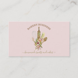 Cartão De Visita logotipo de chef de panificação floral rústico ali