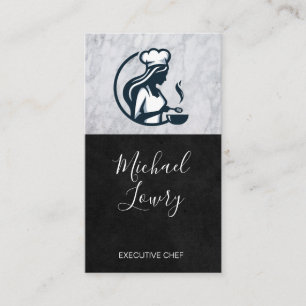 Cartão De Visita Logotipo de Chef Feminina Cozinhando Restaurante