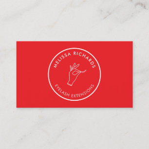 Cartão De Visita Logotipo de Círculo de Mão e Cílios Minimalista Ve