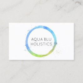Cartão De Visita Logotipo de Círculo Pintado com Aqua Azul-Aqua