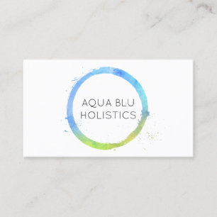 Cartão De Visita Logotipo de Círculo Pintado com Aqua Azul-Aqua