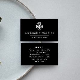Cartão De Visita Logotipo de Clover do Clube Elegante Preto e Branc