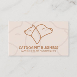 Cartão De Visita Logotipo de Código Qr Bege Marrom Cachorro Gato Pe