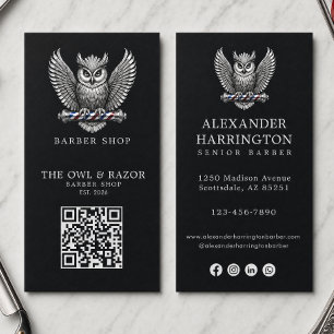 Cartão De Visita Logotipo de Código Qr da Loja de Cabeleireiro Coru