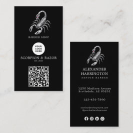 Cartão De Visita Logotipo de Código Qr da Loja de Cabeleireiro Esco