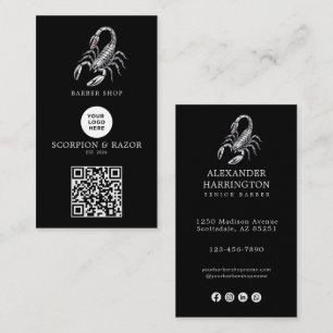 Cartão De Visita Logotipo de Código Qr da Loja de Cabeleireiro Esco