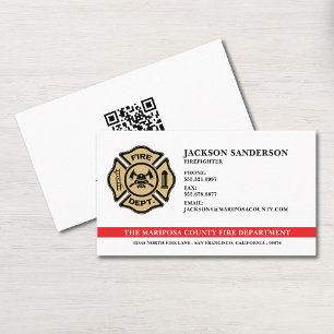 Cartão De Visita Logotipo de Código QR de Bombeiro do Departamento
