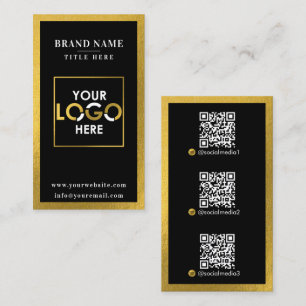 Cartão De Visita Logotipo de código QR de contato digital Dourado p