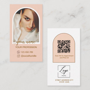 Cartão De Visita Logotipo de código QR de foto cor-de-rosa de arqui