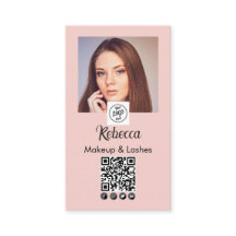 Logotipo de Código QR de Foto de Maquiagem em Rosa