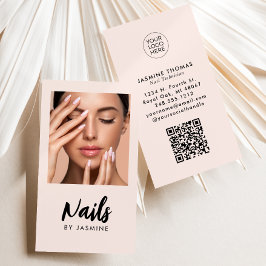 Cartão De Visita Logotipo de Código QR de Foto de Salão de Unhas em