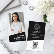 Logotipo de Código QR de Foto Preto Vertical