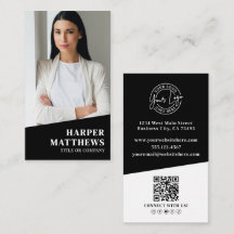 Logotipo de Código QR de Foto Preto Vertical