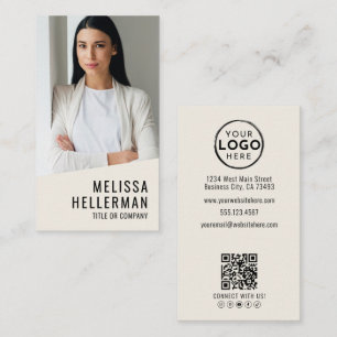 Cartão De Visita Logotipo de Código QR de Foto Profissional Vertica