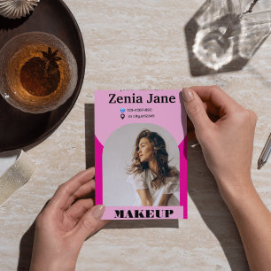 Cartão De Visita Logotipo de código Qr de foto rosa de maquiagem de