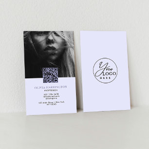 Cartão De Visita Logotipo de código QR de foto violeta mínima roxa