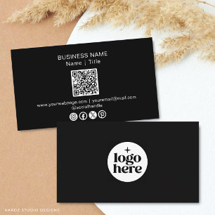 Cartão De Visita Logotipo de Código QR de Mídia Social Minimalista