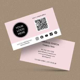 Cartão De Visita Logotipo de Código QR de Mídia Social Personalizad