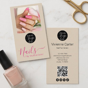Cartão De Visita Logotipo de Código QR de Rosa Tão Escrito Salão de