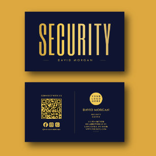 Cartão De Visita Logotipo de Código QR de Segurança Azul Marinho e