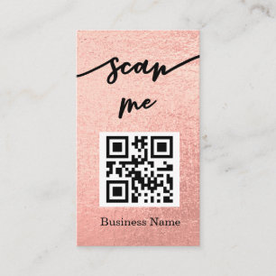 Cartão De Visita Logotipo de código QR Dourado do Rosa profissiona