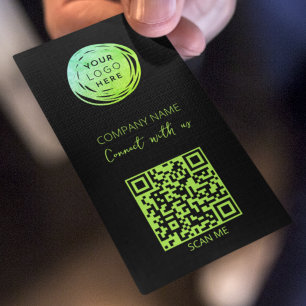 Cartão De Visita Logotipo de Código QR Fluorescente Verde