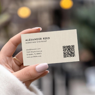 Cartão De Visita Logotipo de código QR minimalista digitalizável do