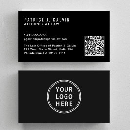 Cartão De Visita Logotipo de código QR profissional mínimo preto