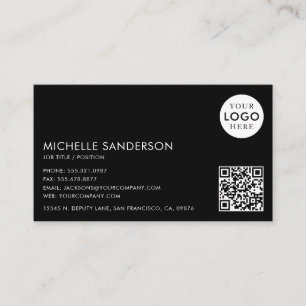 Cartão De Visita Logotipo de Código QR Profissional Simples Minimal