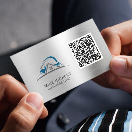 Cartão De Visita Logotipo de código QR, Roofer, Builder, Construtor