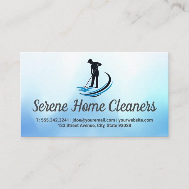 Cartão De Visita Logotipo de Compras de Janitor | House Cleaner Mai (Frente)