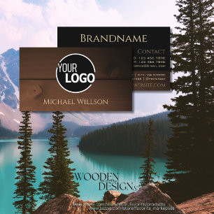 Cartão De Visita Logotipo de Conselhos de madeira de grão preto mo