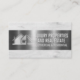 Cartão De Visita Logotipo de construção Fundo da Madeira