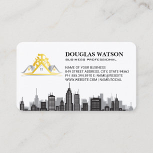 Cartão De Visita Logotipo de Construtor Empreiteiro   Horizonte da 