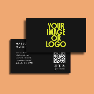 Cartão De Visita Logotipo de Consultor Minimalista Código QR Preto