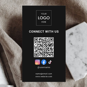 Cartão De Visita Logotipo de Consultor Moderno em Preto Código QR