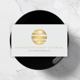 Cartão De Visita Logotipo de cozinha Dourada Luxe Restaurante Cinza