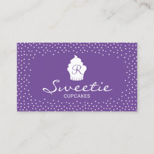 Cartão De Visita Logotipo de Cupcake bonito Púrpura da classe da p