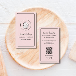 Cartão De Visita Logotipo de Cupcake de Padaria Moderna Código QR R