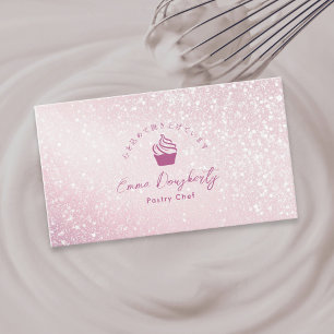 Cartão De Visita Logotipo de Cupcake Minimalista Chef de Confeitari