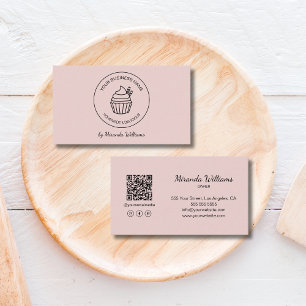 Cartão De Visita Logotipo de Cupcake Moderno Padaria Rosa