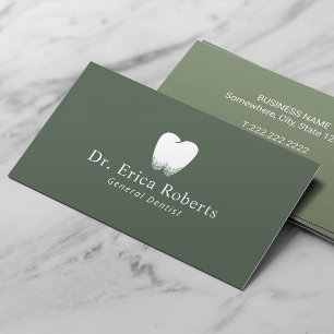 Cartão De Visita Logotipo de Dente de Dentista Verde Sage Consultór