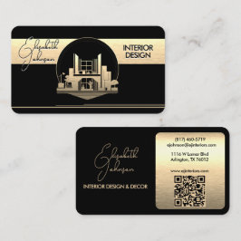Cartão De Visita Logotipo de Design de Interiores ou Arquiteto Pret