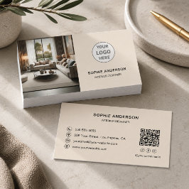 Cartão De Visita Logotipo de Designer de Interiores QR Mídia Social