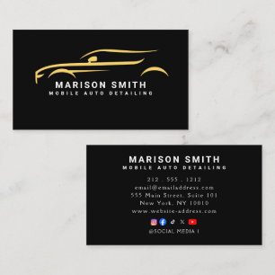 Cartão De Visita Logotipo de detalhamento automático preto, reparo 
