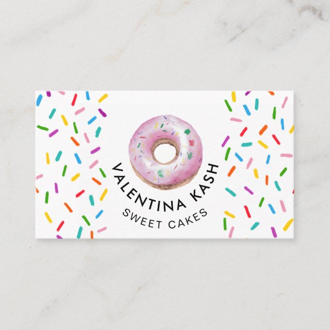Cartão De Visita Logotipo de Donut Rosa (Frente)