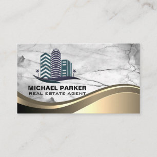 Cartão De Visita Logotipo de Edifícios Imobiliários   Mármore Pedra