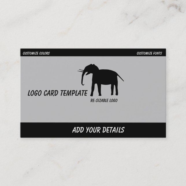 Cartão De Visita Logotipo de Elefante Preto (Frente)